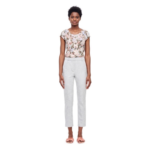 Rebecca Taylor Pants - Rebecca Taylor Slub Straight Trousers Grey Size 0